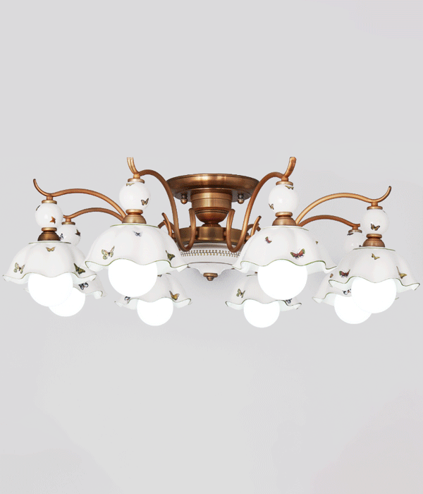 버터린 8등 도자기직부등 펜던트전등 식탁등