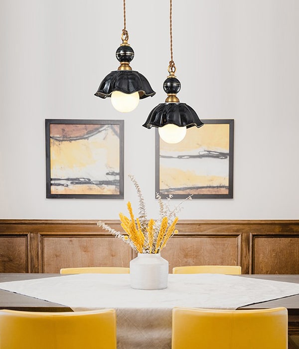 버터린 블랙 공 도자기 1등, 2등, 3등 펜던트전등 식탁등